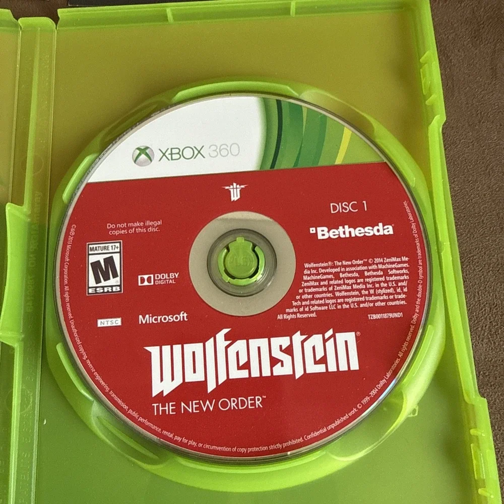 Wolfenstein The New Order Microsoft Xbox 360 CIB Manual 2014 Bethesda
